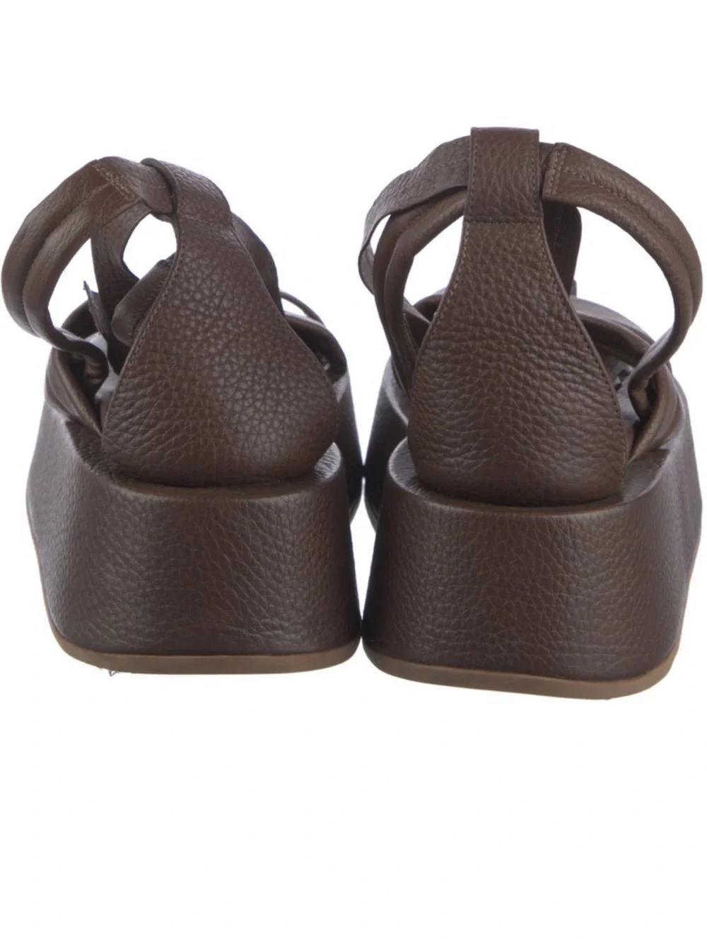Marsèll Brown Leather Platform Wrap Sandals